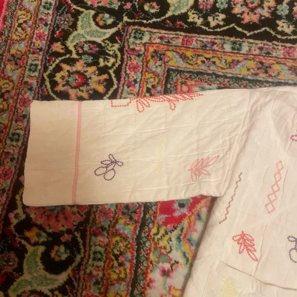 Zara Quilted Cream Kimono Cardigan Jacket with Colorful Embroidery - Picture 4 of 5